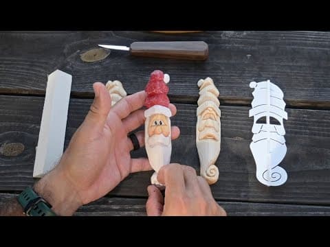 How to Carve a Folk Art Santa - How to Whittle a Santa Ornament Carving Tutorial