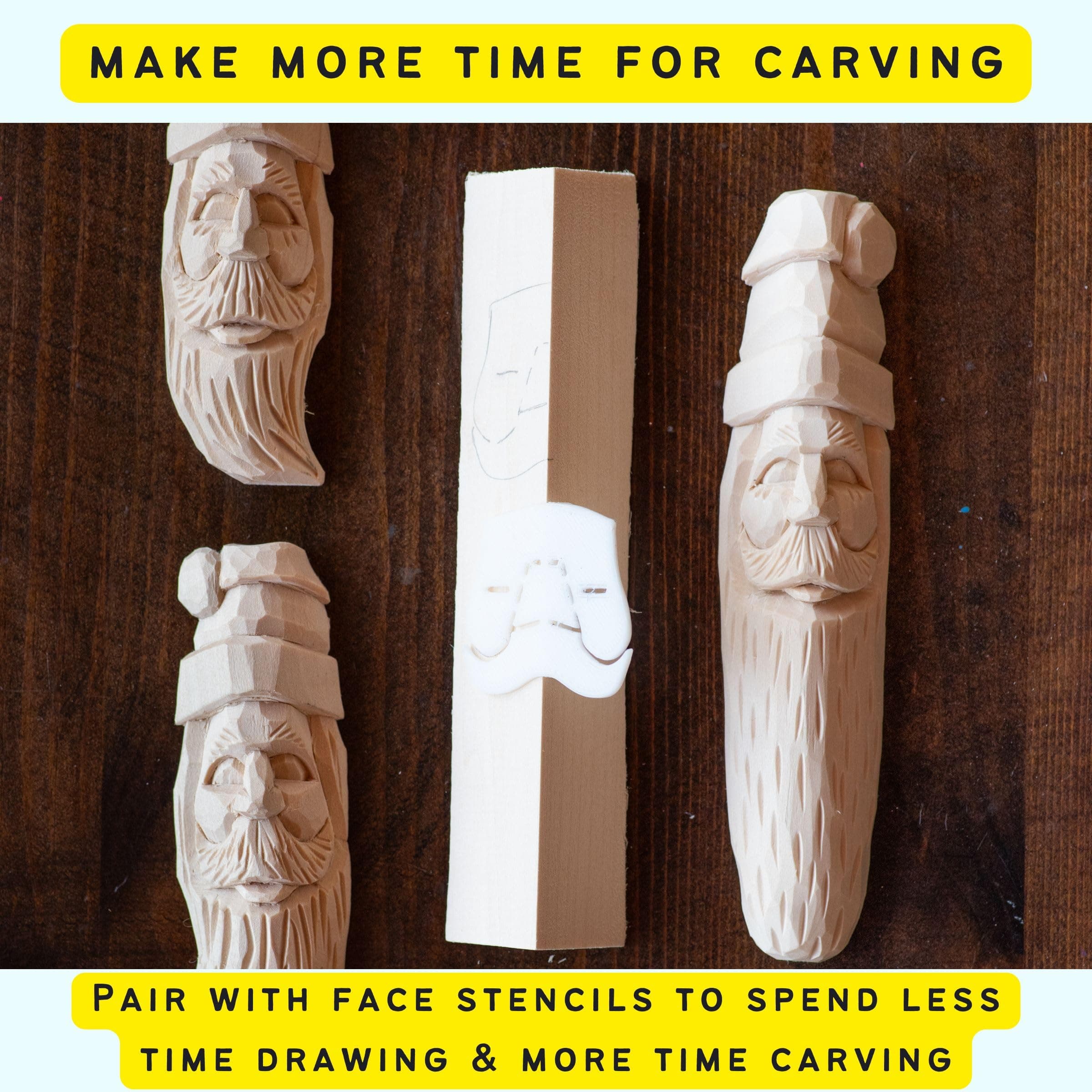 Wood Carving Stencils, Gnome, Bearded Man and Santa Figures (Santa Face & Eyes) product image 6