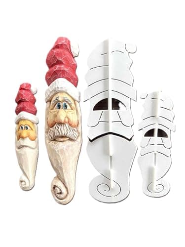 Folk Santa Face with Swirly Beard Wood Carving Stencil