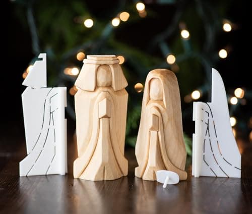 Nativity Set Wood Carving Stencil Template | Joseph, Mary and Manger
